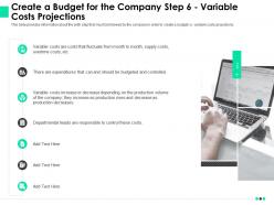 Create A Budget For The Company Step 6 Variable Costs Projections Ppt Portfolio Model