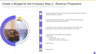 Create a budget step 2 revenue projections essential components and strategies