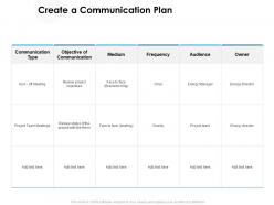 Create a communication plan frequency ppt powerpoint presentation outline skills