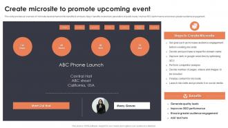 Create Microsite To Promote Upcoming Event Planning For New Product Launch