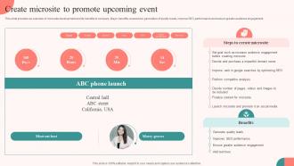 Create Microsite To Promote Upcoming Event Tasks For Effective Launch Event Ppt Ideas