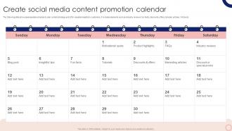 Create Social Media Content Promotion Calendar Steps To Execute Integrated MKT SS V