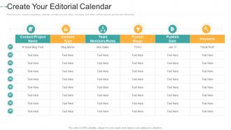 Create your editorial calendar how to create a strong e marketing strategy ppt icons