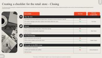 Creating A Checklist For The Retail Store Closing Opening Retail Outlet To Cater New Target Audience