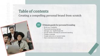 Creating A Compelling Personal Brand From Scratch Table Of Contents Ppt Powerpoint Presentation File