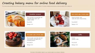 Creating Bakery Menu For Online Food Delivery Streamlined Advertising Plan