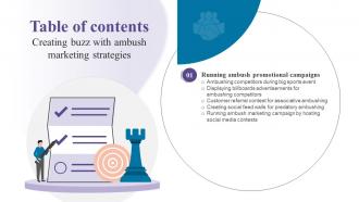 Creating Buzz With Ambush Marketing Strategies Table Of Content MKT SS V