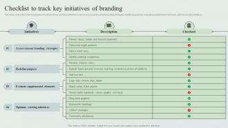 Creating Market Leading Brands Checklist To Track Key Initiatives Of Branding Ppt File Design Templates