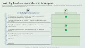 Creating Market Leading Brands Leadership Brand Assessment Checklist For Companies