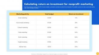 Creating Nonprofit Marketing Strategy Calculating Return On Investment For Nonprofit Marketing MKT SS V