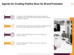 Creating positive buzz for brand promotion powerpoint presentation slides