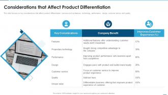 Creating product development strategy considerations that affect product differentiation
