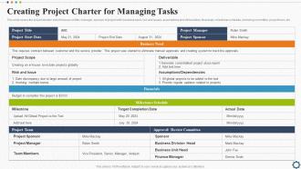Creating Project Charter For Managing Tasks Strategic Plan For Project Lifecycle
