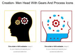 Creation men head with gears and process icons