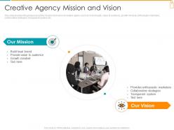 Creative agency mission and vision branded investor ppt topics