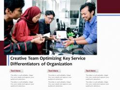 Creative team optimizing key service differentiators of organization