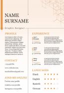 Creative visual resume template for graphic designer infographic