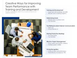 Creative ways for improving team performance with training and development