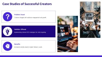 Creator SEO And Analytics Power PPT Template AT Visual Content Ready