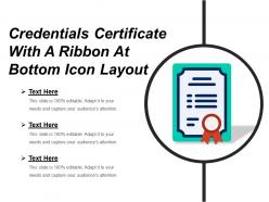 Credentials certificate with a ribbon at bottom icon layout