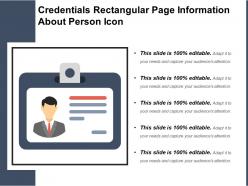 Credentials rectangular page information about person icon