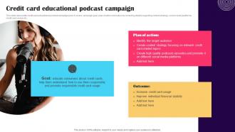 Credit Card Educational Podcast Campaign Promotion Strategies To Advertise Credit Strategy SS V