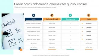 Credit Policy Adherence Checklist For Quality Control
