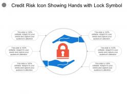 Credit risk icon showing hands with lock symbol