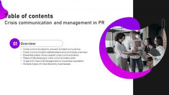 Crisis Communication And Management In Pr Table Of Contents