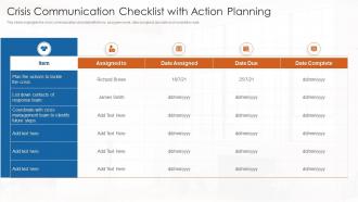 Crisis communication checklist with action planning