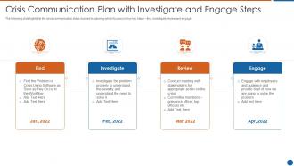 Crisis communication plan with investigate and engage steps