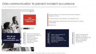 Crisis Communication To Prevent Incident Occurrence Contingency Planning And Crisis Communication