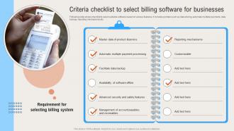Criteria Checklist To Select Billing Software Deploying Digital Invoicing System