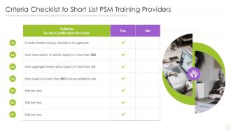 Criteria Checklist To Short List PSM Training Providers Ppt Design Templates