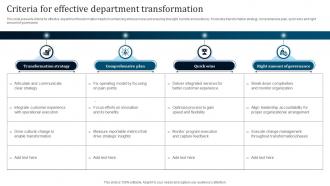 Criteria For Effective Department Transformation