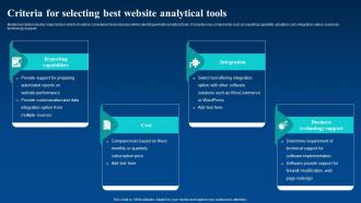 Criteria For Selecting Best Website Analytical Tools Enhance Business Global Reach By Going Digital