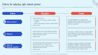 Criteria For Selecting Right Channel Partner Strategy To Promote Products And Increase Strategy Ss