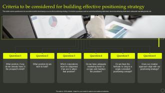 Criteria To Be Considered For Building Effective Positioning Strategy Effective Positioning Strategy Product