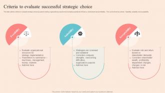 Criteria To Evaluate Successful Strategic Choice
