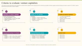 Criteria To Evaluate Venture Capitalists Formulating Fundraising Strategy For Startup