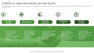 Criteria To Raise Real Estate Private Equity