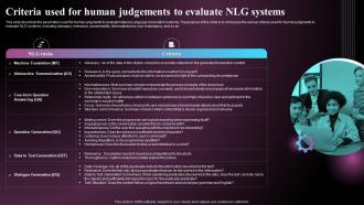 Criteria Used For Human Judgements To Evaluate NLG Systems