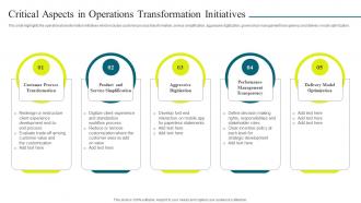 Critical Aspects In Operations Optimizing Banking Operations And Services Model
