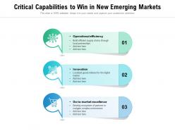 Critical capabilities to win in new emerging markets