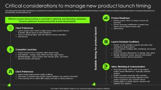 Critical Considerations To Manage New Product Launch Timing Building Substantial