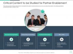 Critical Content To Be Studied For Partner Enablement Reseller Enablement Strategy Ppt Guidelines
