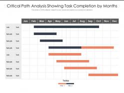 Critical path analysis showing task completion by months