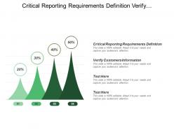 Critical reporting requirements definition verify customers information