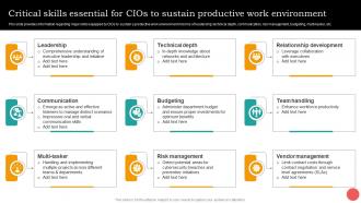 Critical Skills Essential For Cios To Sustain Cios Guide For It Strategy Strategy SS V