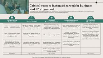 Critical Success Factors Observed For Business And IT Alignment